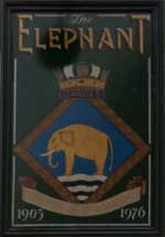 The pub sign. The Elephant, Faversham, Kent