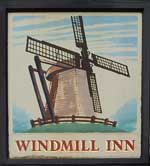 The pub sign. The Windmill Inn, Stratford-upon-Avon, Warwickshire