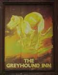 The pub sign. The Greyhound Inn, Ormskirk, Lancashire