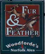 The pub sign. Fur & Feather Inn, Woodbastwick, Norfolk