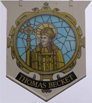The pub sign. Thomas Becket, Canterbury, Kent