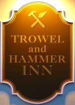 The pub sign. Trowel and Hammer Inn, Norwich, Norfolk