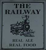The pub sign. The Railway, North Elmham, Norfolk