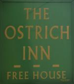 The pub sign. The Ostrich Inn, Peterborough, Cambridgeshire