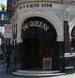 The pub sign. Queens, Crouch End, Greater London