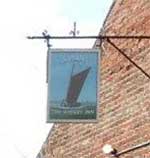 The pub sign. The Wherry Inn, Geldeston, Norfolk