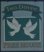 The pub sign. Two Doves, Canterbury, Kent