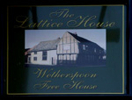 The pub sign. Lattice House (formerly Bishops of Chapel Street; The Lattice House), King's Lynn, Norfolk