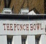 The pub sign. Punch Bowl, Mayfair, Central London