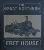 The pub sign. The Great Northern, Luton, Bedfordshire