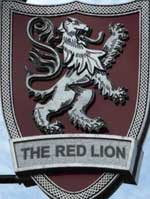 The pub sign. The Red Lion, Thetford, Norfolk