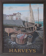 The pub sign. Harveys, Ramsgate, Kent