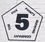 The pub sign. Five Points Brewing, Hackney, Greater London