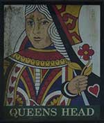 The pub sign. The Queens Head, Harston, Cambridgeshire