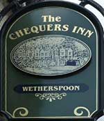 The pub sign. The Chequers Inn, Stourbridge, West Midlands