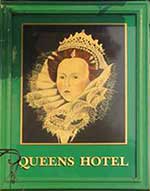 The pub sign. Queens Hotel, East Markham, Nottinghamshire