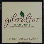 The pub sign. Gibraltar Gardens (formerly Britannia Gardens; Gibraltar Gardens), Norwich, Norfolk