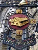 The pub sign. The Flying Horse (formerly The Tottenham), Fitzrovia, Central London