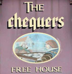 The pub sign. The Chequers, Little Gransden, Cambridgeshire