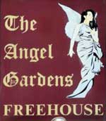 The pub sign. The Angel Gardens, Norwich, Norfolk