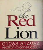 The pub sign. The Red Lion, Cromer, Norfolk