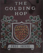 The pub sign. The Golding Hop, Plaxtol, Kent