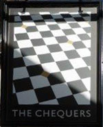 The pub sign. The Chequers, Stevenage, Hertfordshire