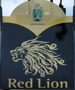 The pub sign. Red Lion, Stevenage, Hertfordshire