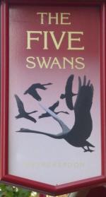 The pub sign. The Five Swans, Newcastle-upon-Tyne, Tyne and Wear
