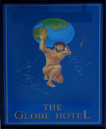 The pub sign. Globe Hotel, King's Lynn, Norfolk