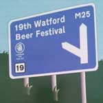 The pub sign. 19th Watford Beer Festival, Watford, Hertfordshire