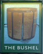 The pub sign. The Bushel, Bury St Edmunds, Suffolk