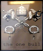 The pub sign. The One Bull, Bury St Edmunds, Suffolk