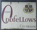The pub sign. Oddfellows, Exeter, Devon