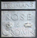 The pub sign. Rose & Crown, Stoke Newington, Greater London