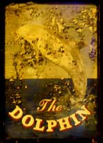 The pub sign. The Dolphin, Hackney, Greater London