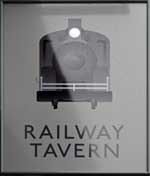 The pub sign. Railway Tavern, Salisbury, Wiltshire
