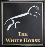 The pub sign. The White Horse, Hertford, Hertfordshire