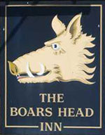 The pub sign. The Boars Head Inn, Crowborough, East Sussex