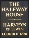 The pub sign. The Halfway House, Isfield, East Sussex
