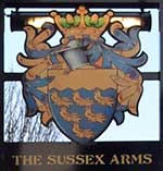The pub sign. The Sussex Arms, Brighton, East Sussex