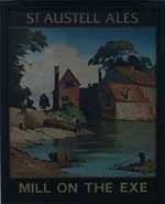 The pub sign. Mill on the Exe, Exeter, Devon