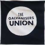 The pub sign. The Galvanisers Union, Bow, Greater London