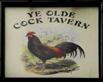 The pub sign. Ye Olde Cock Tavern, Fleet Street, Central London