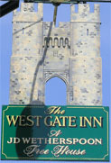 The pub sign. The West Gate Inn, Canterbury, Kent