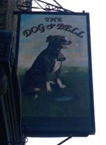 The pub sign. The Dog & Bell, Deptford, Greater London