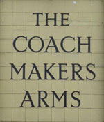 The pub sign. Coachmakers Arms, Great Yarmouth, Norfolk