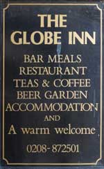 The pub sign. Globe Inn, Lostwithiel, Cornwall