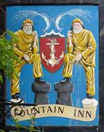 The pub sign. Fountain Inn, Mevagissey, Cornwall