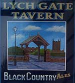The pub sign. Lych Gate Tavern, Wolverhampton, West Midlands